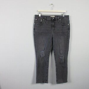 Madewell The Perfect Vintage Jean Women 31 Black Ankle Cotton Denim Distress 630